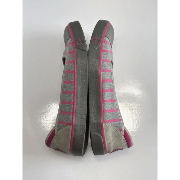 UGG Neema Women’s Size 10 Grey Pink Striped Ballet Flats Slip On Comfort Shoes - Picture 8 of 13